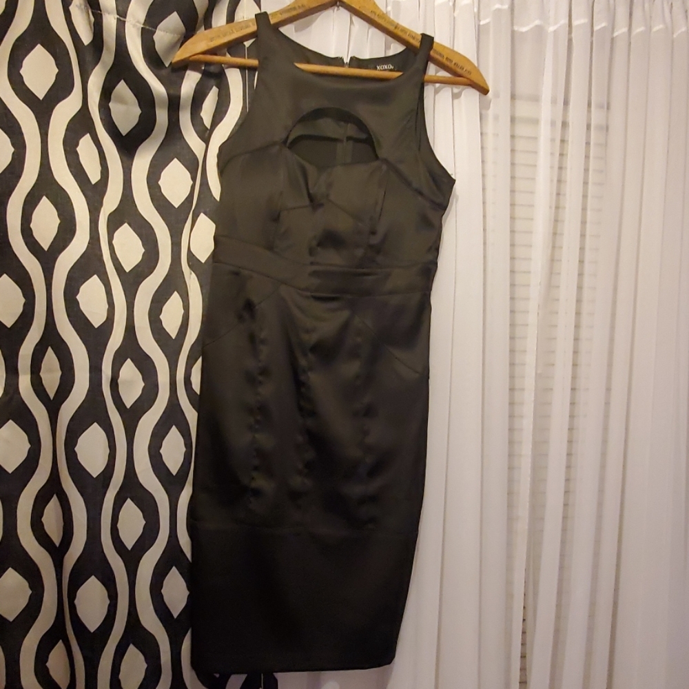 XOXO Satin cut-out little black dress
